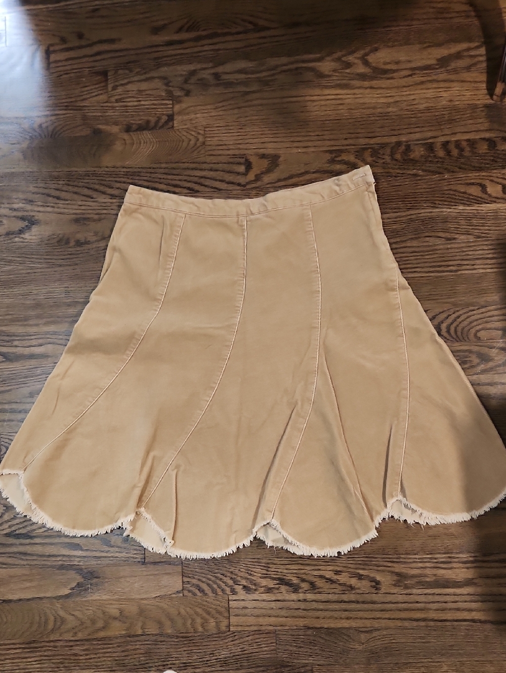 refuge Scalloped Hem Skirt in Beige Tan